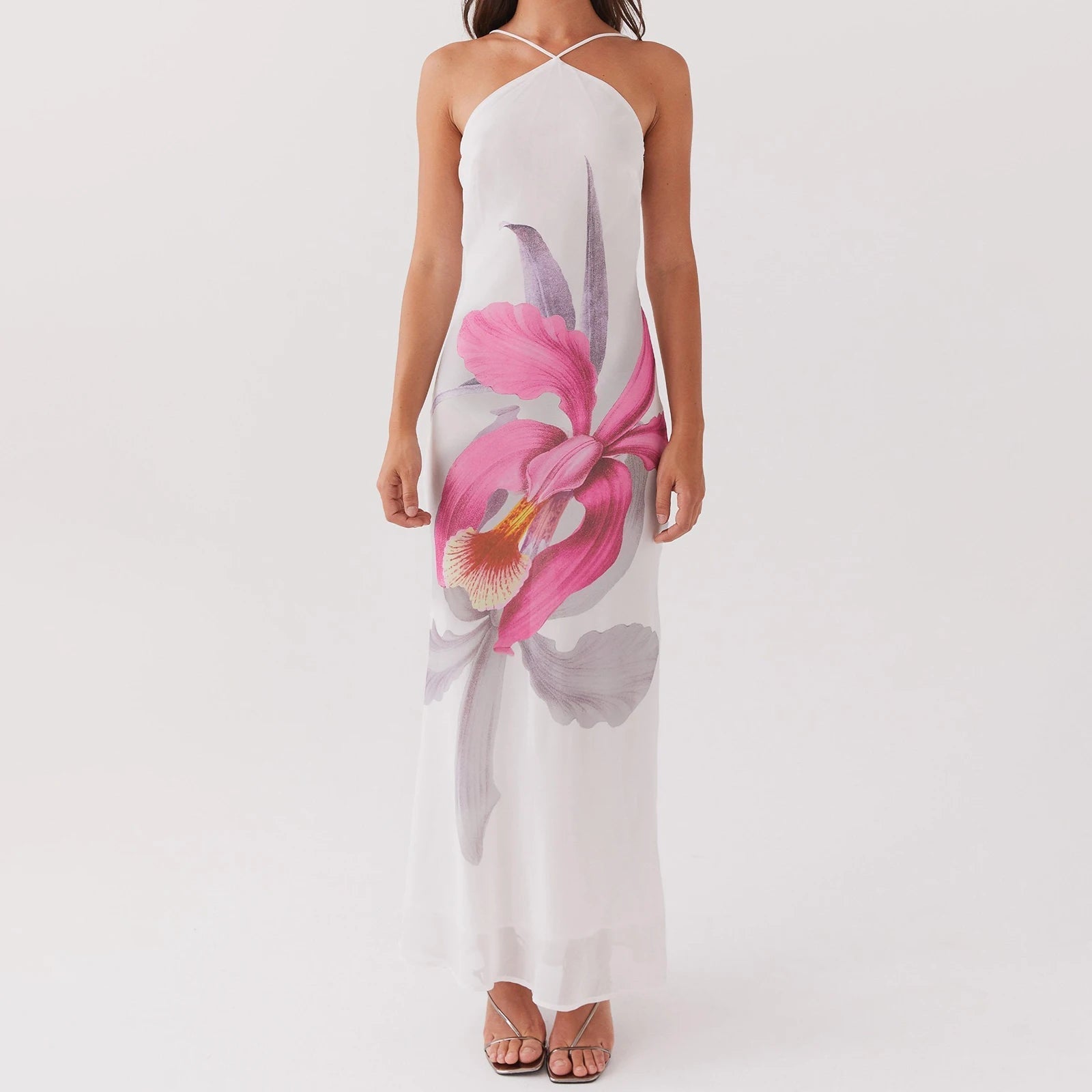 Aiertu  -  Women Cross Halter Neck Maxi Dress Backless Floral Boho Long Dress Summer Elegant Mermaid Vacation Sundress Aiertu