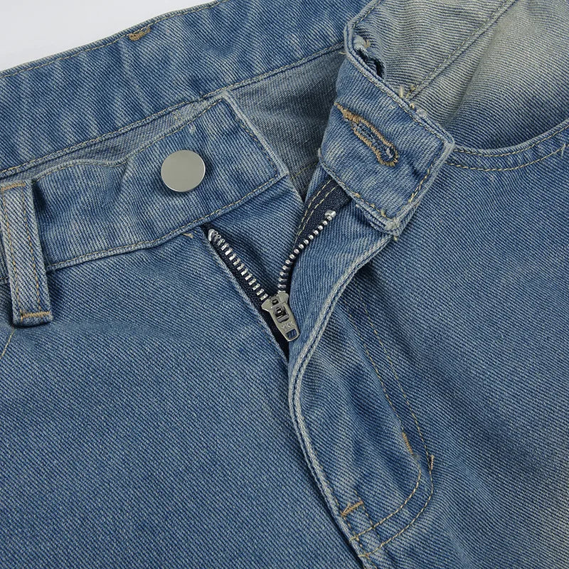 Aiertu  -  Blue Denim Shorts Woman Low Rise Baggy Jeans Streetwear Woman Summer Bottoms P77-DZ37 Aiertu