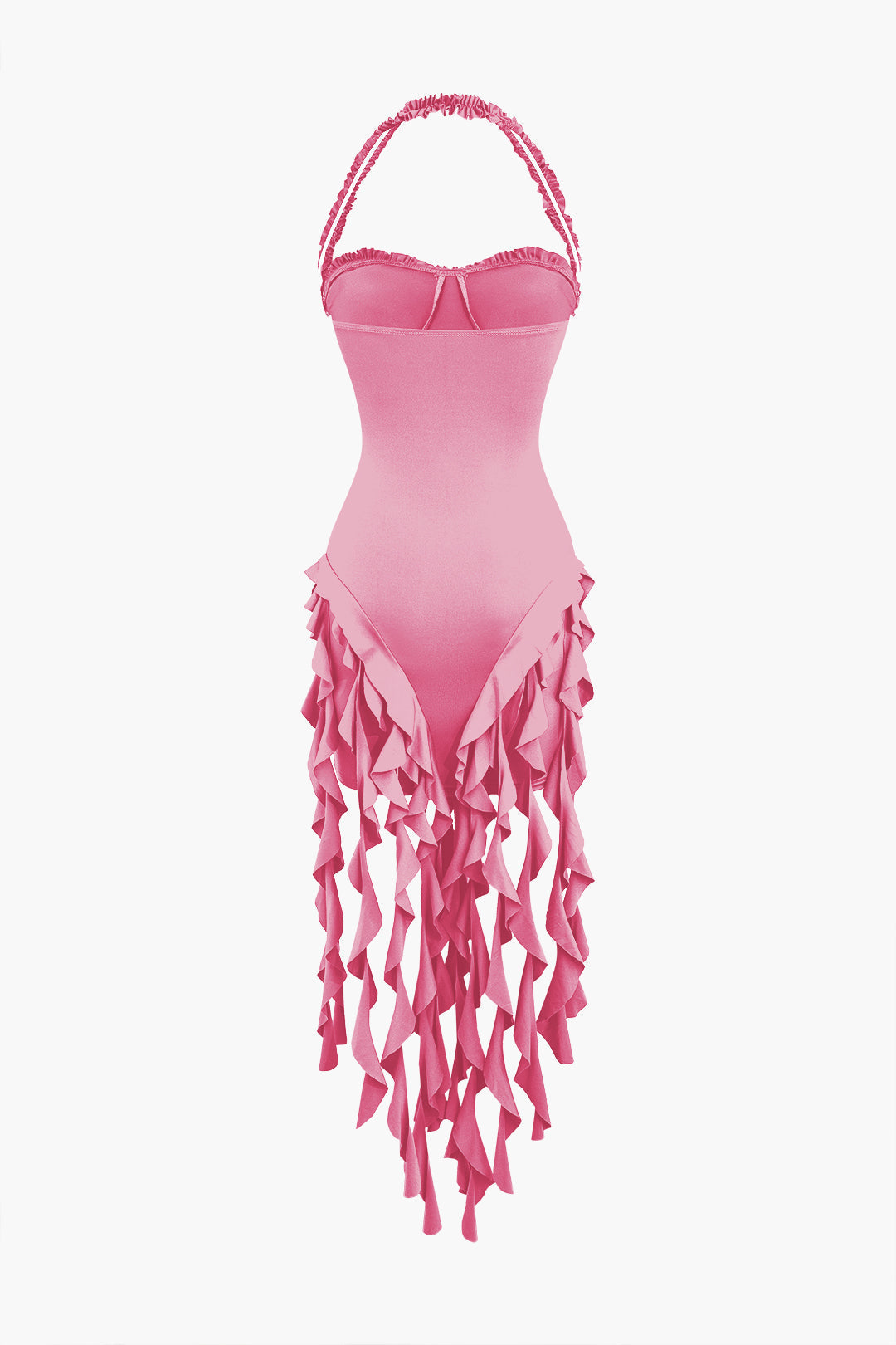 Aiertu  Ruffle Tassel Halter Bustier Mini Dress Aiertu