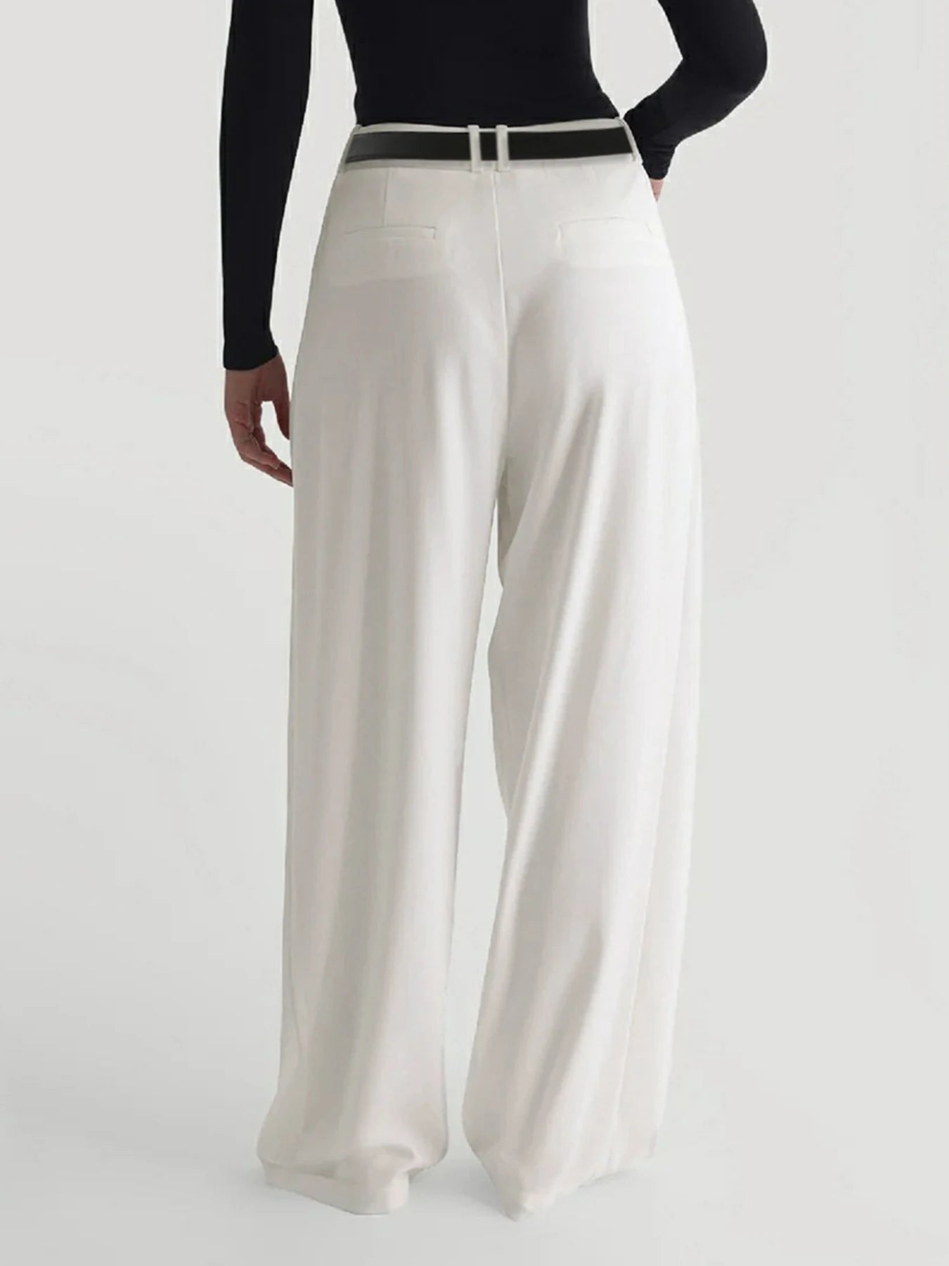 Aiertu  -  Casual White Loose Suit Pants with Belt Women Summer Street Style Baggy Straight Trouser Korean Fashion All-match Capris Aiertu