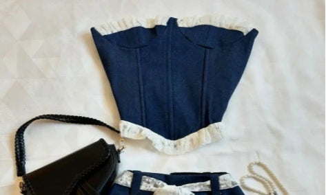 Aiertu  -  Korean Gothic Sexy Hottie Denim Skirt Suit for Women Harajuku Y2k Style High Street Retro Design Cute Mini Skirt Punk Slim Top Aiertu