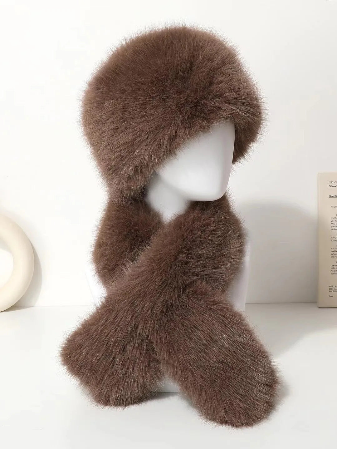 Aiertu  -  3-piece Set of Imitation Fox Fur Headband Hats for Winter Warm Earmuffs for Girls Natural Fluffy Plush Hats Aiertu