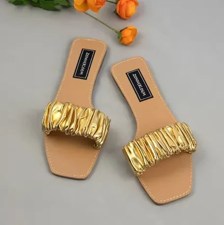 Aiertu  -  Transparent PVC Flat Slippers for Women 2025 Square Toe Outdoor Fashion Cross Design Female Slides Plus Size Summer Beach Shoes Aiertu