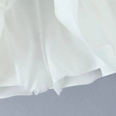 Aiertu  -  Summer eyelets Cross Lacing Up Bow Front Short Lantern Sleeve Shirt + Low Waist Package Hips Ruffles Hem Mini Skirt Sets Aiertu