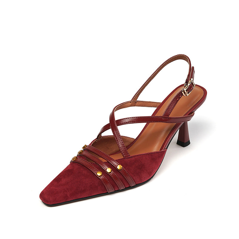 Aiertu  Women Summer Shoes Kidsuede Simple Sandals Elegant Close Toe Girls Daily Pumps French Style Buckle Strap Women's Simple Shoes Aiertu