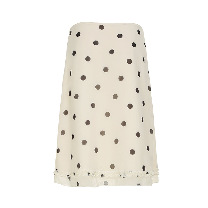 Aiertu - summer inspo Elegant England Style Dot Print Women Mid-Length Skirt  Edible Free Fungus Simple High Fashion Women Long Skirt Aiertu