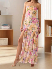 Aiertu  -  Women s Floral Print Off Shoulder Maxi Dress with Sleeveless Bandeau Top for Summer Beach Vacation Aiertu