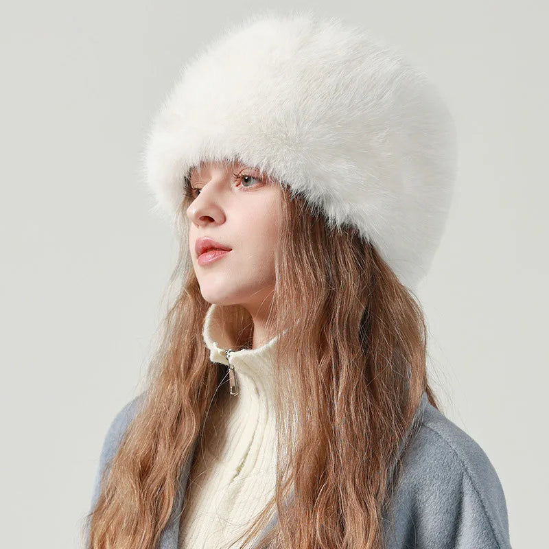Aiertu  -   Mink Bucket Hat for Women Winter Fluffy Fur Warm Beanies Plush Earflap Hat Outdoor Windproof Ear Protection Skiing Cap Aiertu