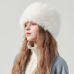 Aiertu  -   Mink Bucket Hat for Women Winter Fluffy Fur Warm Beanies Plush Earflap Hat Outdoor Windproof Ear Protection Skiing Cap Aiertu