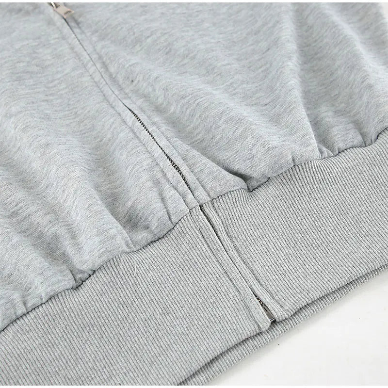 Aiertu  -  Casual 2 Pieces Suit Women Full Sleeves Zippers Crop Hoodies High Waist Wide Leg Lengthen Pants Female Set 2025 Spring Lady Sets Aiertu