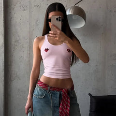Aiertu  -  American Style Spring/summer New Women's Clothing Simple Casual Style Love Print U-neck Sleeveless Slim Fit Vest Top Aiertu