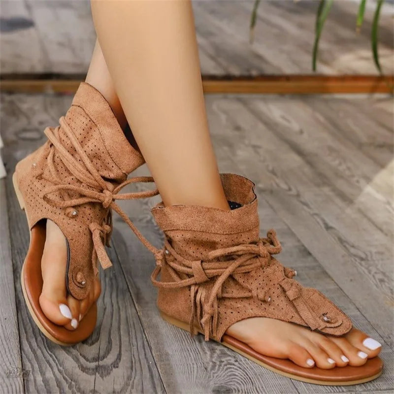 Aiertu  -  Summer Fashion Sexy Flat Casual Comfort Sandals Women's Round Toe Breathable Solid Color Slippers Daily Sandalias De Mujer Aiertu