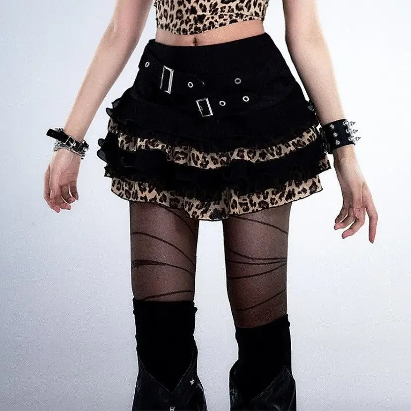 Aiertu  -  Harajuku Design Y2K Hot Girl Cake Fluffy Lace Skirt Female A-Line Skirt Gothic Retro Pleated Low Waist Sexy Slim Skirt ins Aiertu