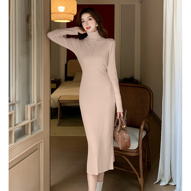 Aiertu Sweater Dress, Autumn And Winter Dress, Knee-Length Overcoat, Medium-Length Bottom-Bottomed Knitted Hip Dress Aiertu