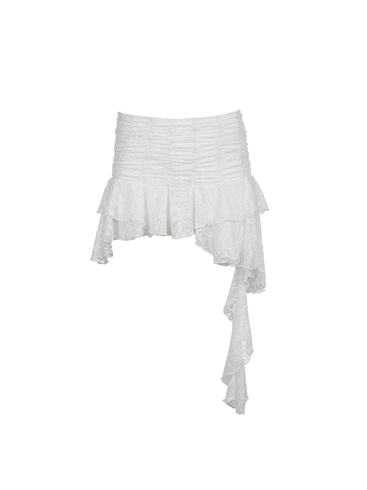 Aiertu - summer inspo Asymmetrical Hem Lining Boho Vacation Lace Skirt Women Aiertu