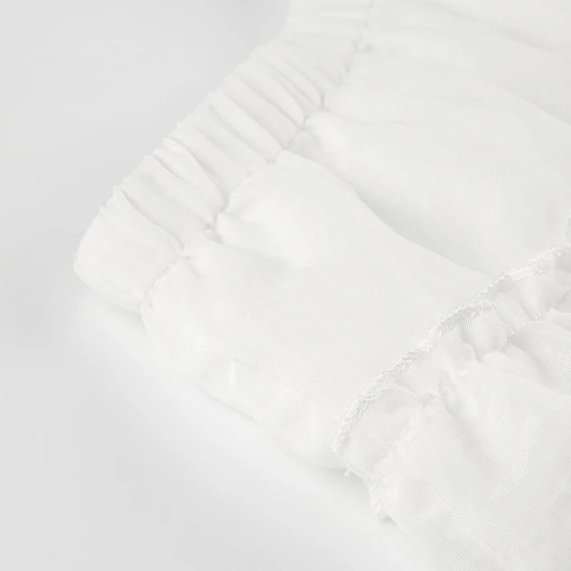 Aiertu  Holidays Chic White Summer Mini Skirt Folds Ruched Solid Fashion A-Line Women's Skirts Beach Hottie Bottoms Coquette Aiertu