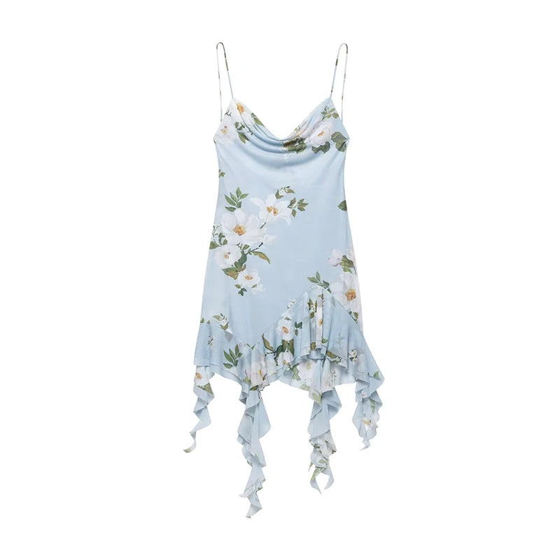 Aiertu  -  Sleeveless Flower Print Dress Woman 2025 Tulle Mini Dresses For Women Summer Backless Sexy Dress Elegant Party Dresses Aiertu