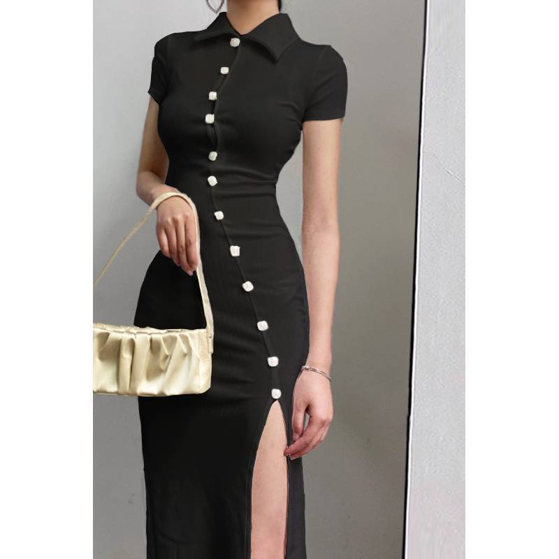 Aiertu - Split Improved Mid-length Tide Cheongsam Dress Aiertu