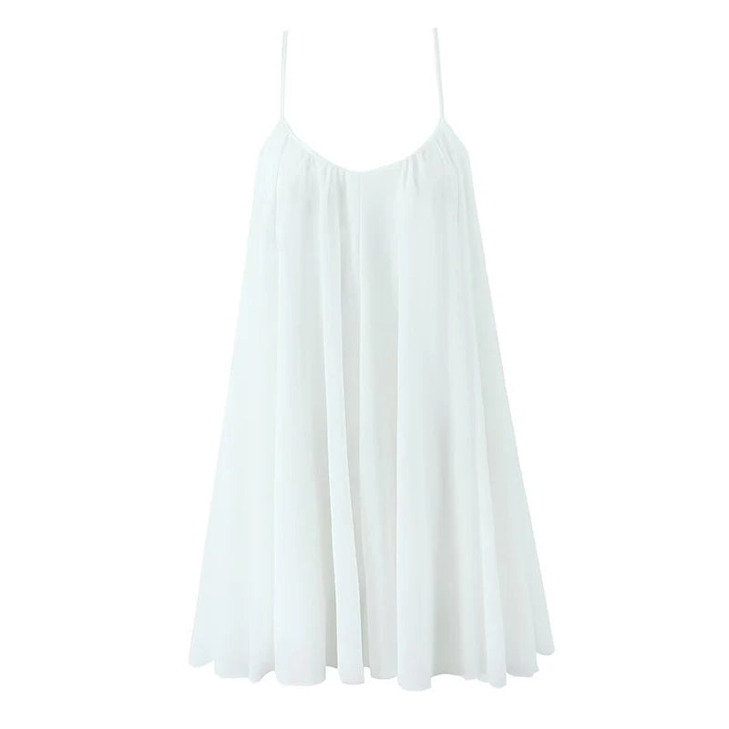 Aiertu  -  Sexy Backless White Sling Short Dress Women V Neck Sleeveless A-line Loose Summer Dresses Holiday Beach Robe Fairy Vestidos Aiertu