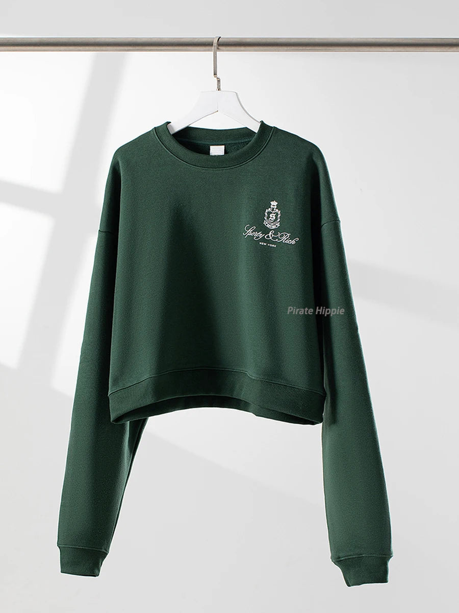 Aiertu  -   New York Letter Print Sweatshirt Women Classic O Neck Long Sleeve Pullover Autumn Casual Vintage Sporty Rich Sweatshirt 2026 New Aiertu