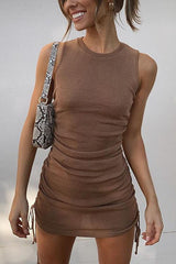 Aiertu - Drawstring Sleeveless Mini Dress Aiertu