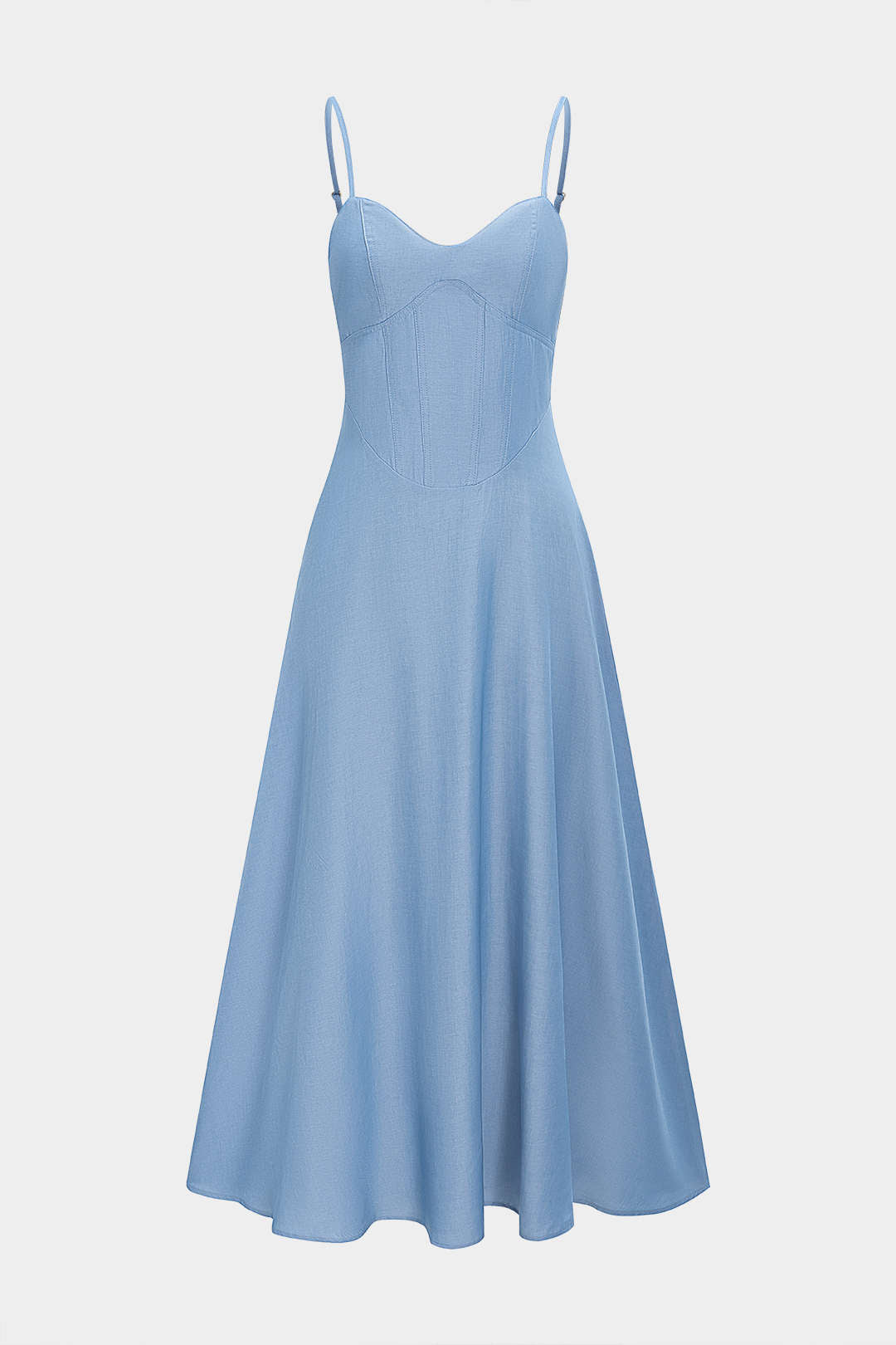 Aiertu  Denim Slip Sleeveless Midi Dress Aiertu