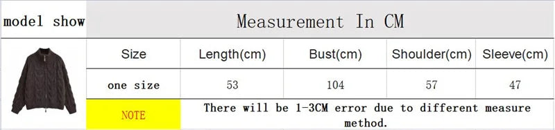 Aiertu  -  casual winter outfits Women Coffee Knitted Yarn Twist Cardigan Women Autumn Winter Stand Collar Zipper Thick Sweater Female Retro Tops Aiertu