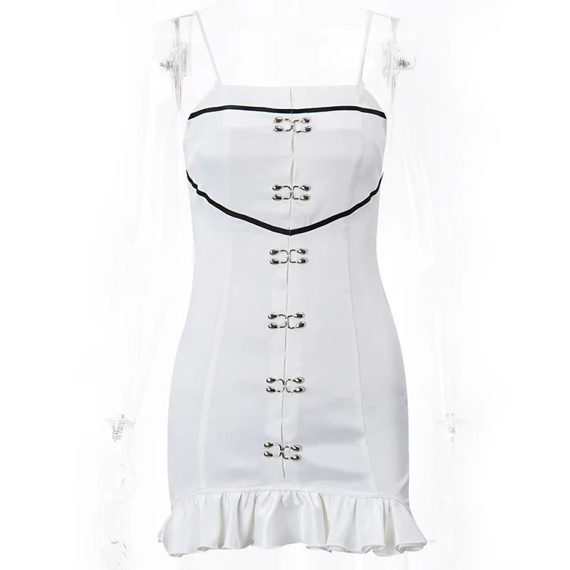 Aiertu  -  Sleeveless Mini Dress For Women Bodycon Casual White Zipper Dresses Ladies Sexy Summer Dress Womens  Streetwear Aiertu