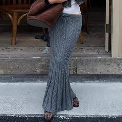 Aiertu  -  party look snspos Women's Twists Detail Sweater Fishtail Skirt Elegant Fashion Low Waisted Bodycon Maxi Skirts Winter Streetwear Basic Aiertu