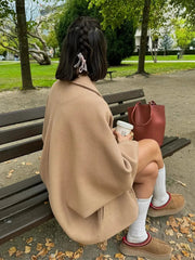 Aiertu  -  Turn Down Collar Batwing Sleeve Women Coat Winter Autumn New Coat Casual Lady Long Thick Jacket Loose Outerwear Aiertu