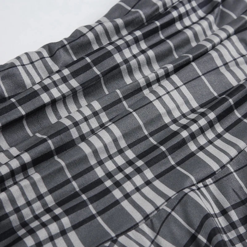 Aiertu  -  Y2k Aesthetic Vintage Plaid Skirts Womens Harajuku High Waist Irregular Vintage Skirt Streetwear Preppy Style Gothic Faldas Aiertu