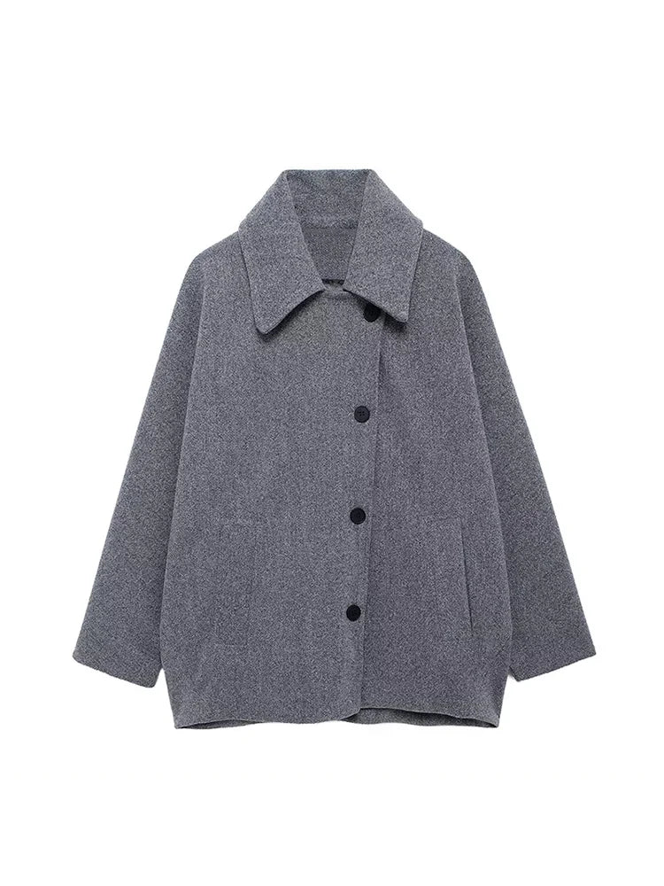 Aiertu  Women Fashion Solid Single Breasted Jackets Coats Vintage Lapel Neck Long Sleeves Female Chic Lady Outfits Aiertu