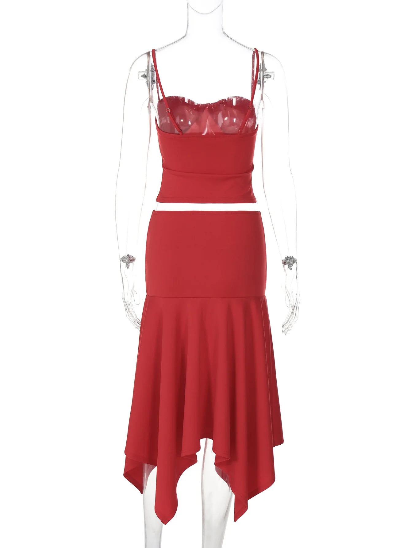 Aiertu  -  Sling Skirt Suit Women's Sleeveless Solid Slim T shirt Top Irregular Long Skirt High Waist Casual 2026 Summer Fashion Set Aiertu