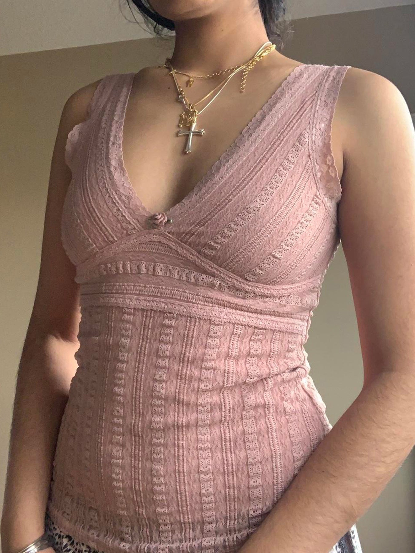 Aiertu - summer inspo Pink Sweet Slim Sleeveless V Neck Cute Y2K Lace Vest Top Women 2000s Kawaii Clothes Aiertu