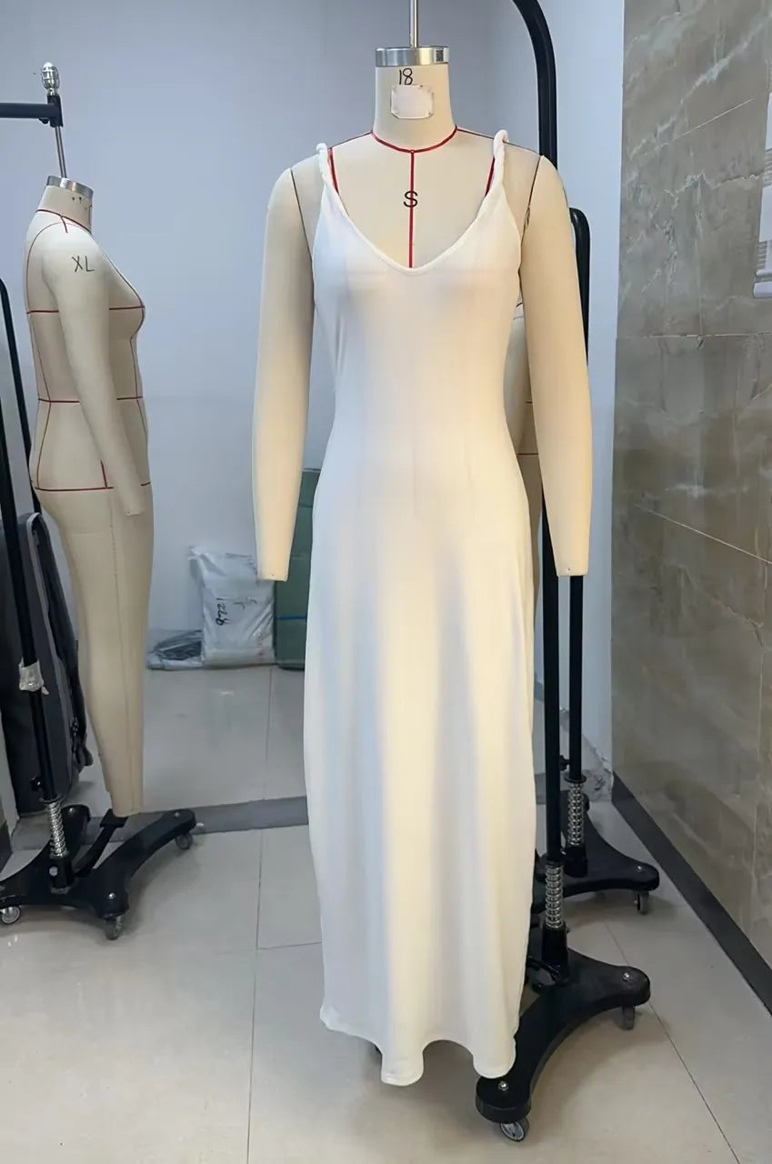 Aiertu  Women Elegant Backless Spaghetti Strap Long Dress Slim Fit Sleeveless Cutout Back Maxi Dress Formal Cocktail Sundress Aiertu
