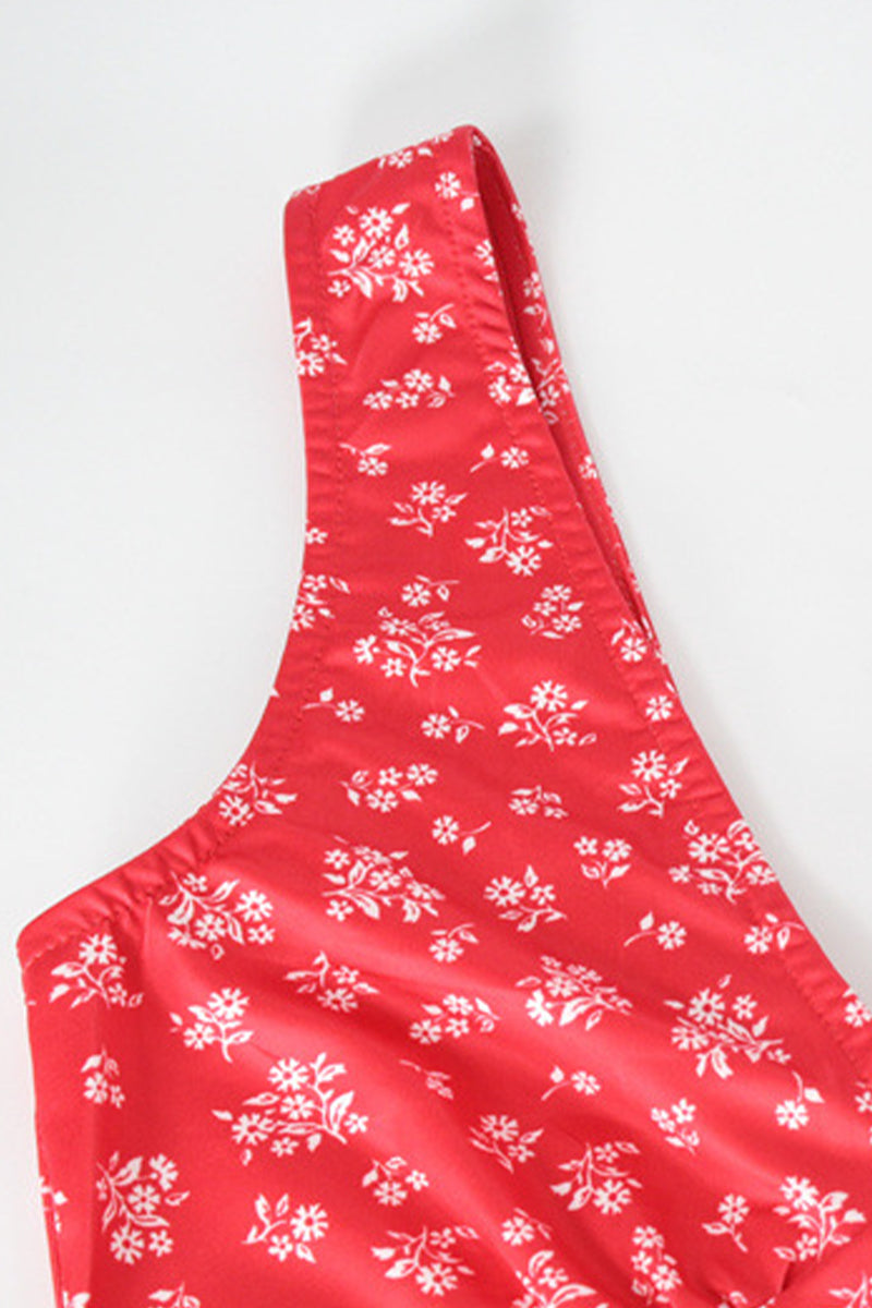 Aiertu  -  Sexy Floral Patchwork V Neck One Step Skirt Dresses Aiertu