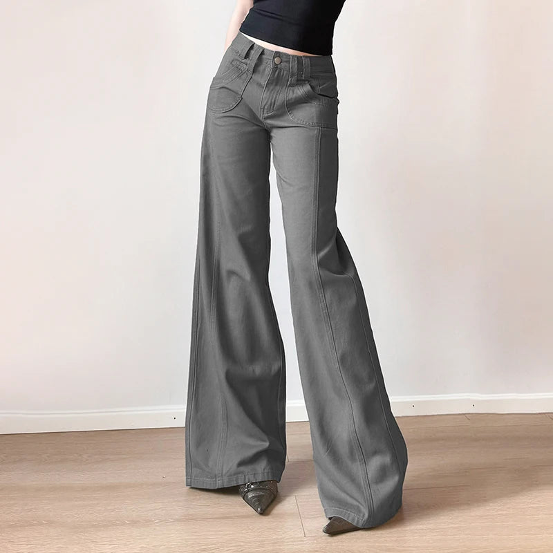Aiertu  -  Korean Harajuku Casual Loose Jeans Women Y2K Vintage Gray Fashion Denim Pants 2000s High Street Lady Trousers Spring Aiertu