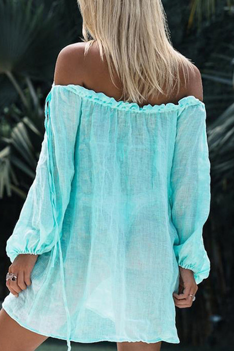 Aiertu  -Sexy Solid Draw String Swimwears Cover Up aiertu