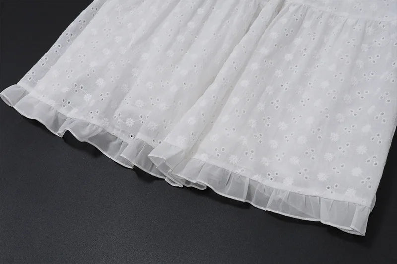 Aiertu  -  Summer New White Lace Patchwork Maxi Dress for Women Sexy Square Collar Sleeveless Holidays Party Dressers Club Outfits 2025 Aiertu