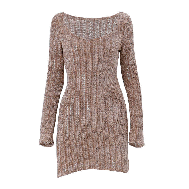Aiertu - Vintage Chenille Long Sleeve Mini Dress Aiertu