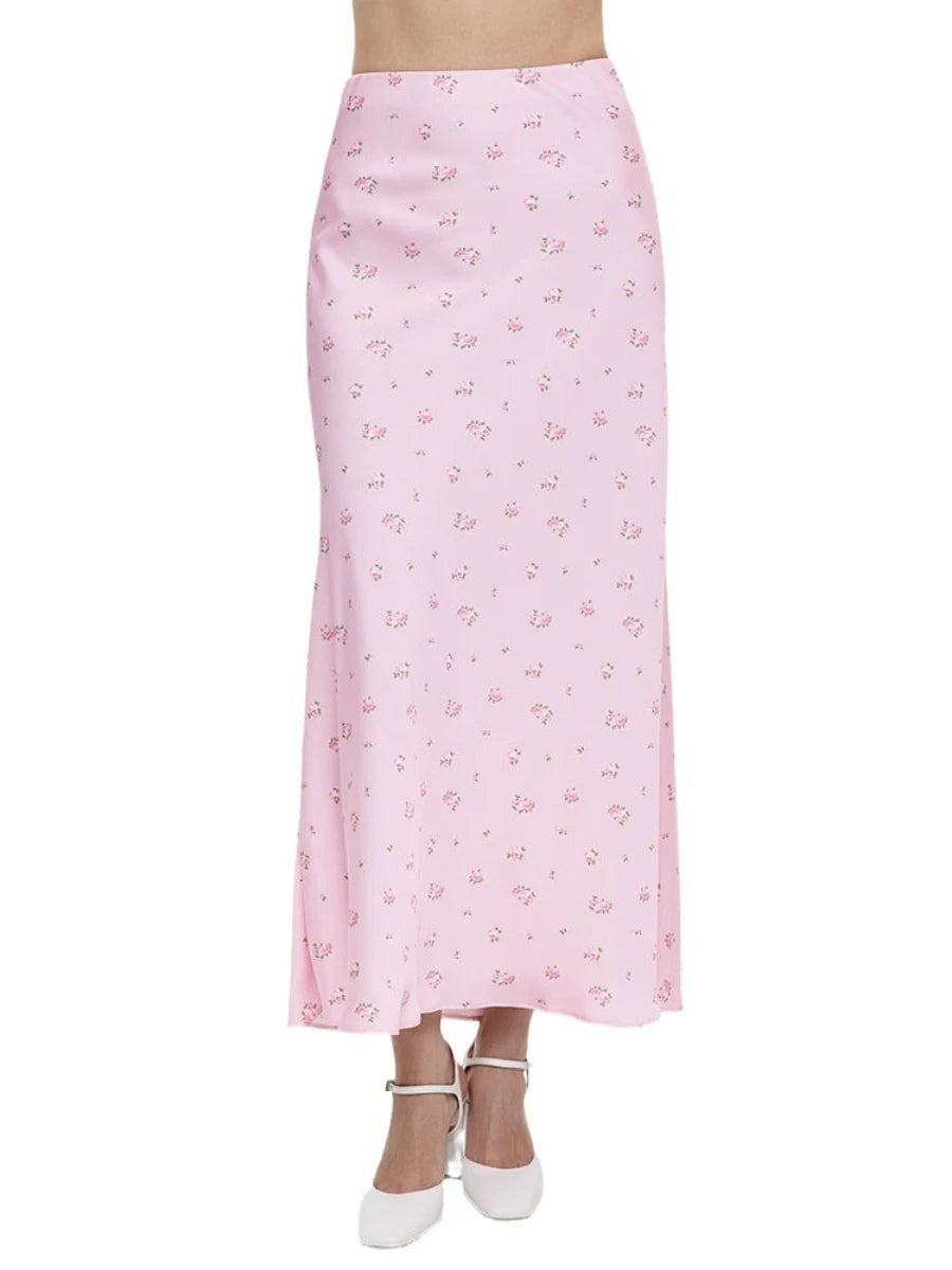 Aiertu  -  Women's Printed Skirt Fashion Fragmented Flower Colored Ding Printed Long Skirt Hanging High Waist Long A-line Skirt Aiertu