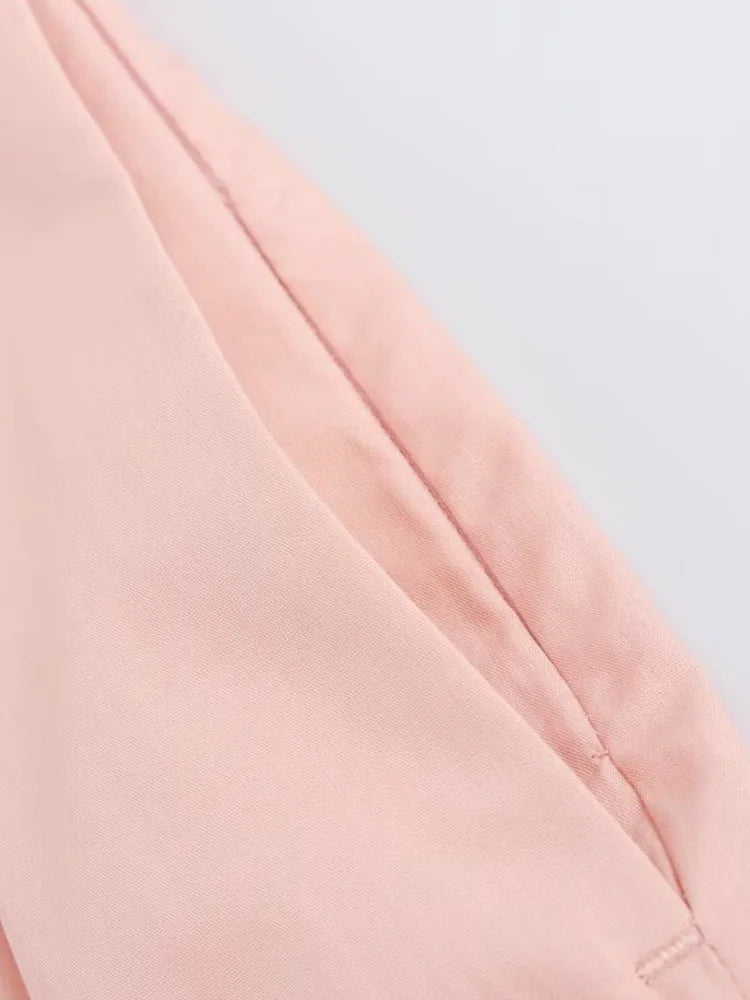 Aiertu  -  Women Sumemr Pleated 2-Pieces Sets Fashion Solid Poplin Blouses Tops and Trousers Female Elegant Street Two Suits Clothing Aiertu