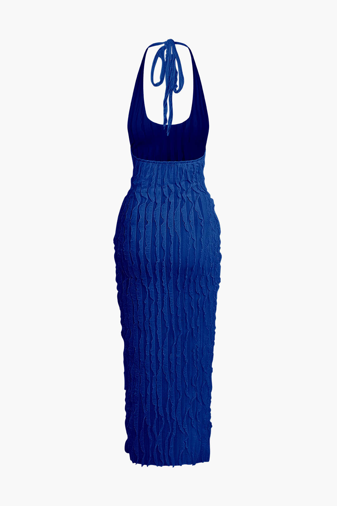 Aiertu  Sheer Ruffle Texture Halter Backless Maxi Dress Aiertu