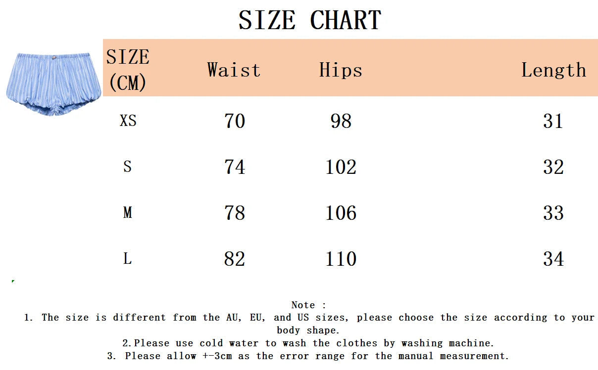 Aiertu  -  Blue Striped Casual Shorts Women Summer Flower Elastic Mid Waist Short Pants Streetwear Fashion Simple Mini Shorts 2026 New Aiertu
