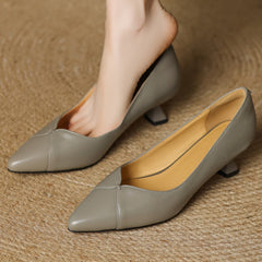Aiertu  Women's sheepskin pointed toe slip-on pumps elegant ladies 5cm thin high heel daily slim dress heeled shoes for woman 2025 new Aiertu