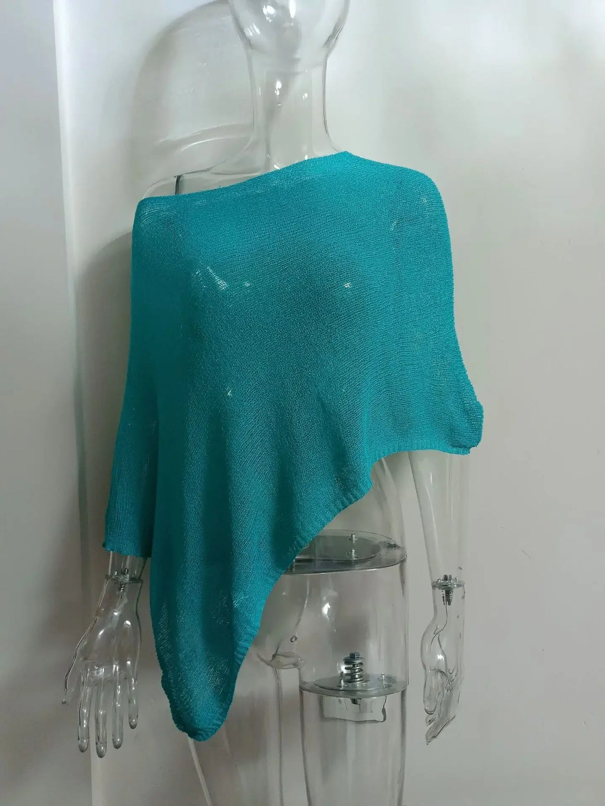 Aiertu  -  Thin See Through Irregular Knit Cover Ups Crop Tops Women Sexy Inclined Shoulder Summer Holiday Beach Smock Pullover Shawl Tees Aiertu