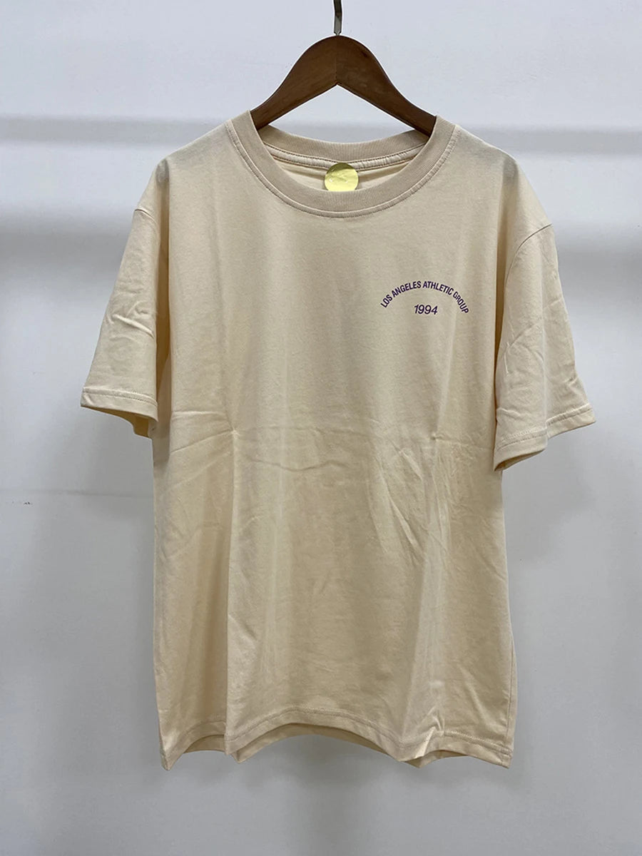 Aiertu  -   Sporty Letter Print T-shirt Women Round Neck Cotton Cozy Casual Short Sleeve Tees 2026 Summer New Classic Fashion T-shirts Aiertu