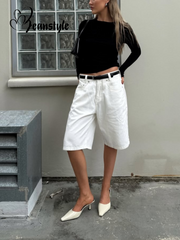 Aiertu  Street Denim Shorts Women All Match Zippers Pocket Button Dropped Wide Leg Female Short Pants 2025 Spring Summer Lady Streetwear Aiertu