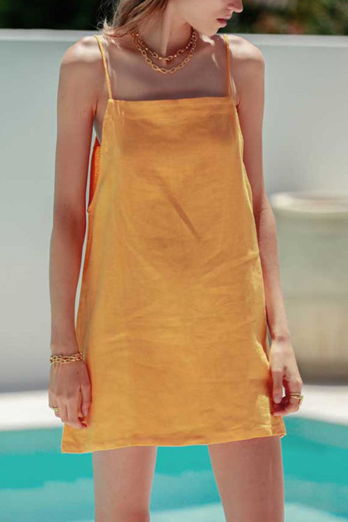 Aiertu  Minimalism Linen Slip Mini Dress Aiertu