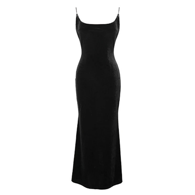 Aiertu prom dresses 2025 Elegant Annual Meeting Long Dress Women French Wine Red Black Velvet Strap Backless Slit Maxi Robe Femme Bottom Party Vestidos Aiertu